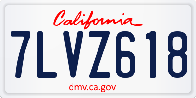 CA license plate 7LVZ618