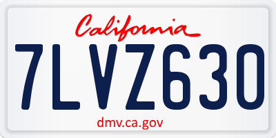 CA license plate 7LVZ630