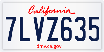 CA license plate 7LVZ635