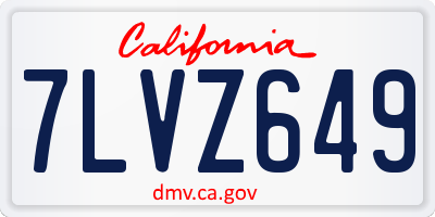 CA license plate 7LVZ649
