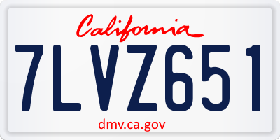 CA license plate 7LVZ651