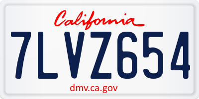 CA license plate 7LVZ654