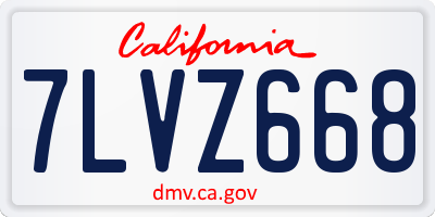 CA license plate 7LVZ668