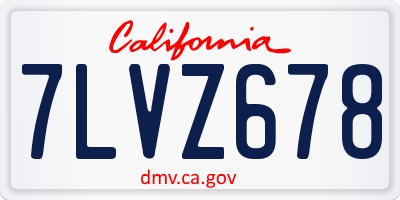 CA license plate 7LVZ678