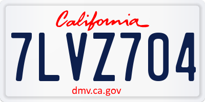 CA license plate 7LVZ704