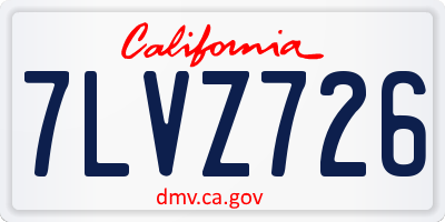 CA license plate 7LVZ726