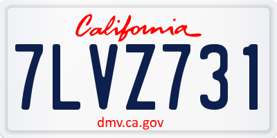 CA license plate 7LVZ731