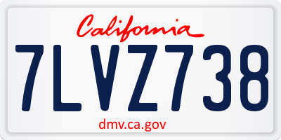 CA license plate 7LVZ738
