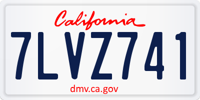 CA license plate 7LVZ741