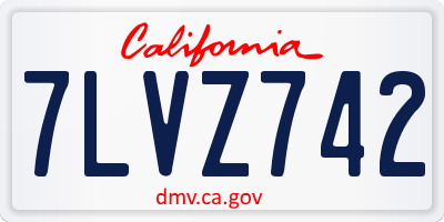 CA license plate 7LVZ742