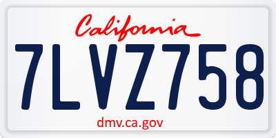 CA license plate 7LVZ758