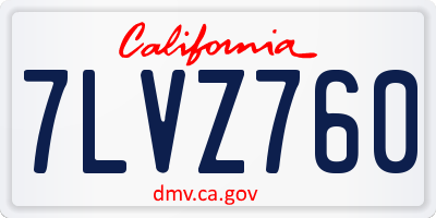 CA license plate 7LVZ760