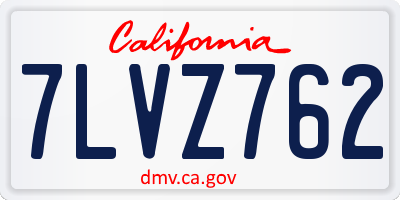 CA license plate 7LVZ762