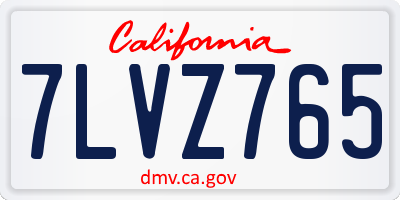 CA license plate 7LVZ765