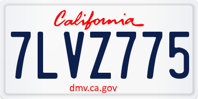 CA license plate 7LVZ775