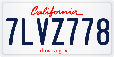 CA license plate 7LVZ778