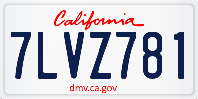 CA license plate 7LVZ781