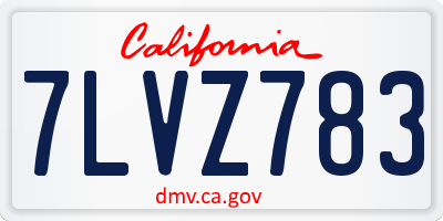 CA license plate 7LVZ783