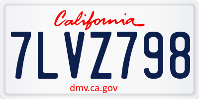 CA license plate 7LVZ798