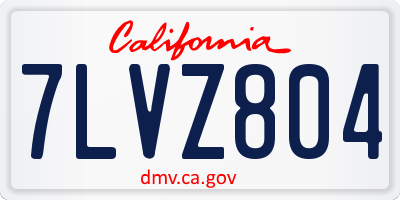CA license plate 7LVZ804