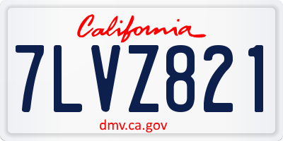 CA license plate 7LVZ821