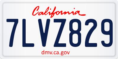CA license plate 7LVZ829