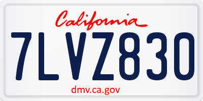 CA license plate 7LVZ830