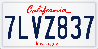 CA license plate 7LVZ837