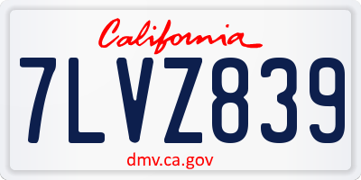 CA license plate 7LVZ839