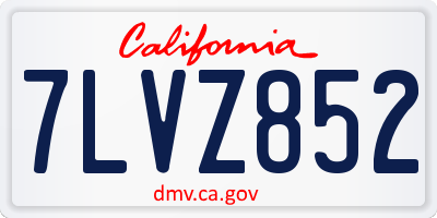 CA license plate 7LVZ852