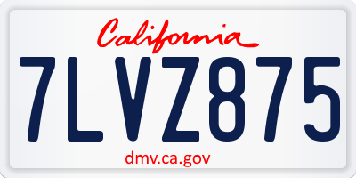CA license plate 7LVZ875