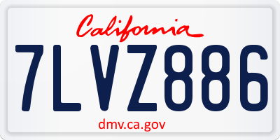 CA license plate 7LVZ886