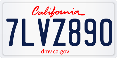 CA license plate 7LVZ890