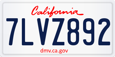 CA license plate 7LVZ892