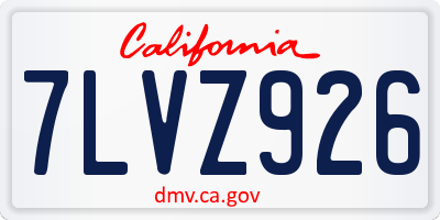 CA license plate 7LVZ926