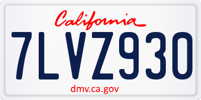 CA license plate 7LVZ930