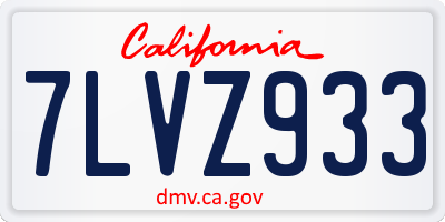 CA license plate 7LVZ933