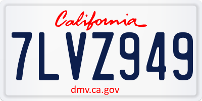 CA license plate 7LVZ949