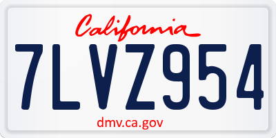 CA license plate 7LVZ954