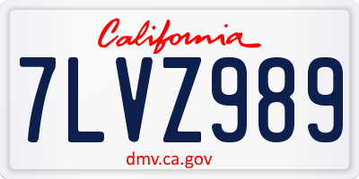 CA license plate 7LVZ989