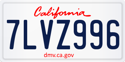 CA license plate 7LVZ996