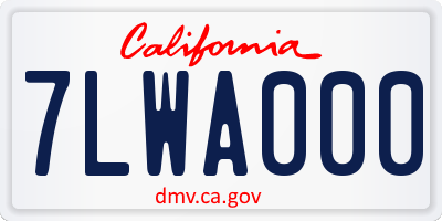 CA license plate 7LWA000