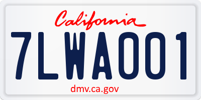 CA license plate 7LWA001