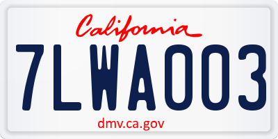 CA license plate 7LWA003