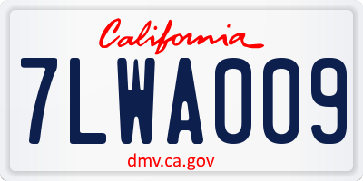 CA license plate 7LWA009