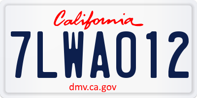 CA license plate 7LWA012