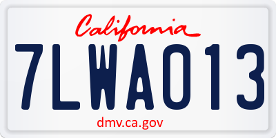 CA license plate 7LWA013