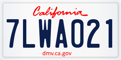 CA license plate 7LWA021