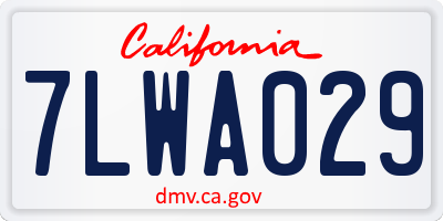 CA license plate 7LWA029