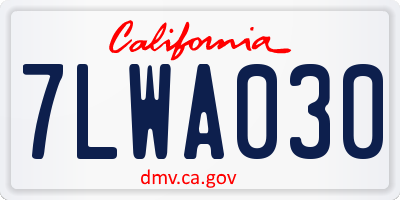 CA license plate 7LWA030